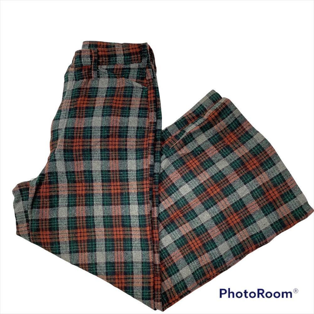RARE Vintage Landlubber Plaid High rise Flare‎ Leg Pants Size Small
